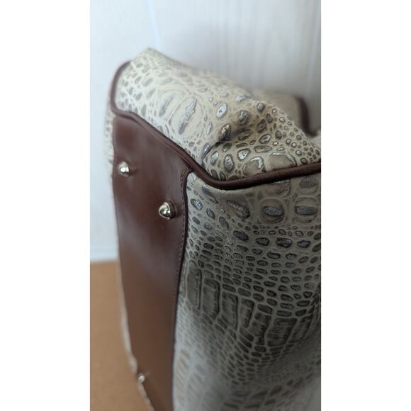 Brahmin beige and gold metallic snake print handbag purse shoulder bag - Picture 7 of 12